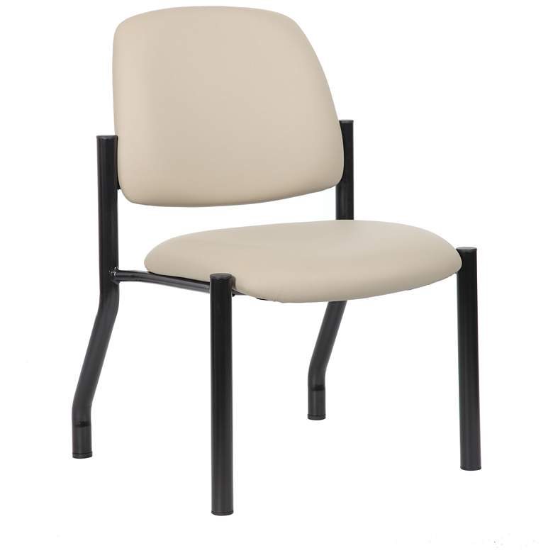 Image 1 Boss Beige Antimicrobial Vinyl Armless Guest Chair 300 Lb. Weight Capacity