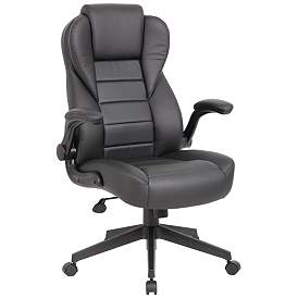 Image1 of Boss Black Caressoft Plus Vinyl High Back Flip Arm Executive Chair