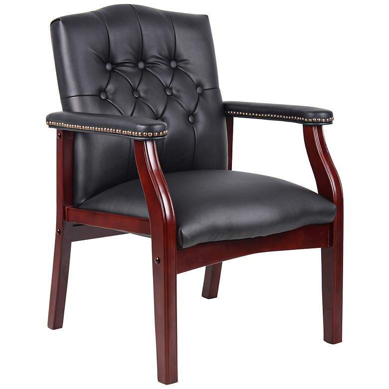 Image 1 Boss Black Caressoft Traditional Mahogany Guest Chair