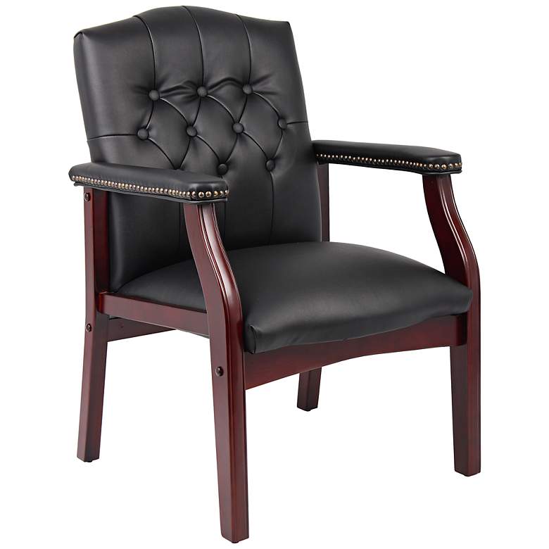 Image 3 Boss Black Caressoft Traditional Mahogany Guest Chair
