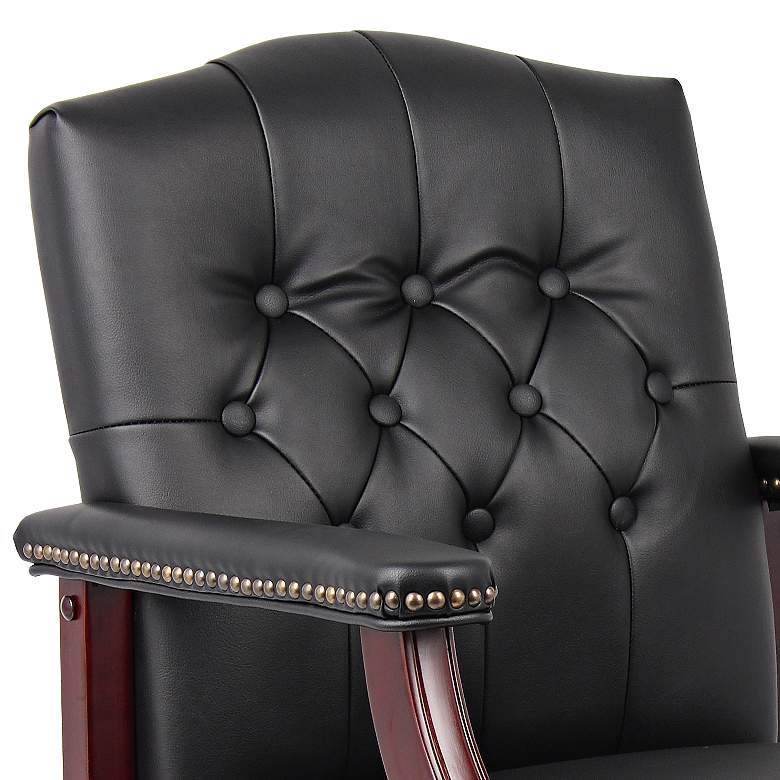 Image 4 Boss Black Caressoft Traditional Mahogany Guest Chair more views