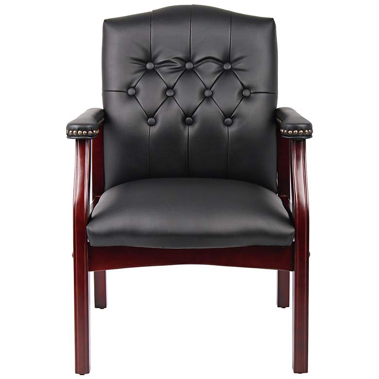Image 5 Boss Black Caressoft Traditional Mahogany Guest Chair more views