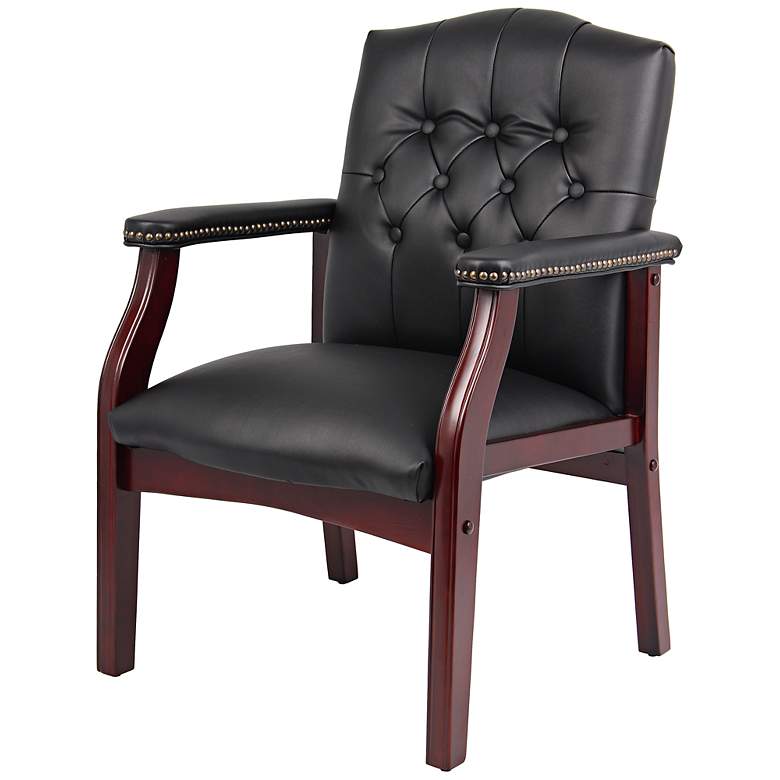 Image 7 Boss Black Caressoft Traditional Mahogany Guest Chair more views
