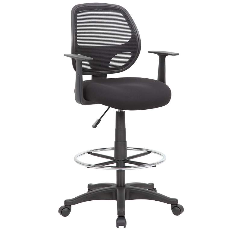 Image 1 Boss Black Commercial Grade Mesh Stool with T-Arms