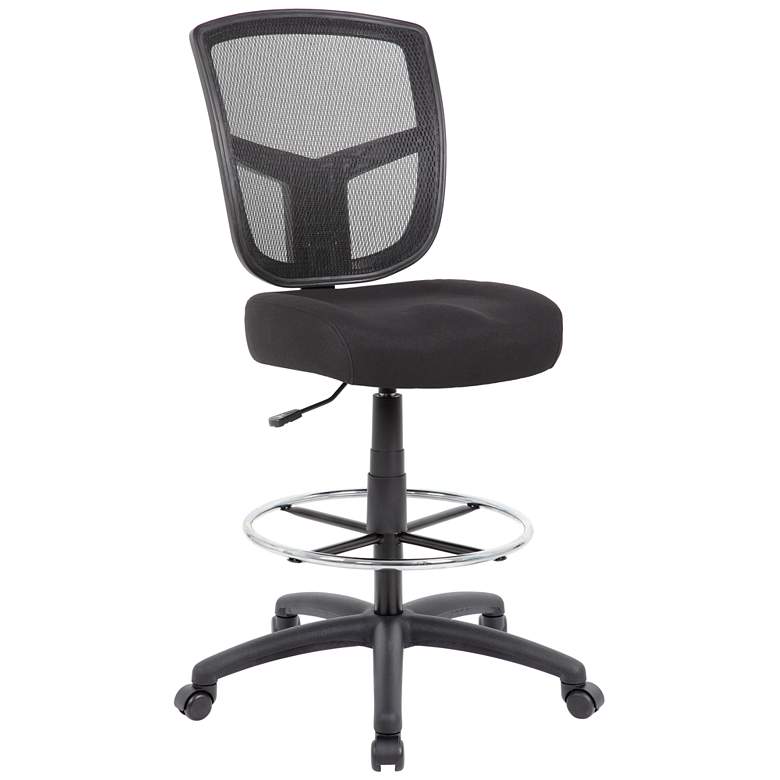Image 1 Boss Black Contract Mesh Armless Drafting Stool