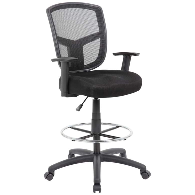 Image 1 Boss Black Contract Mesh Drafting Stool