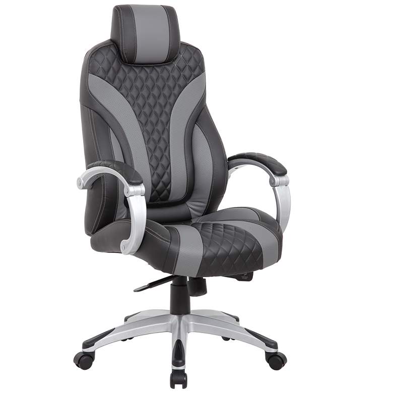 Image 1 Boss Black/Gray Executive Hinged Arm Chair with Synchro Tilt