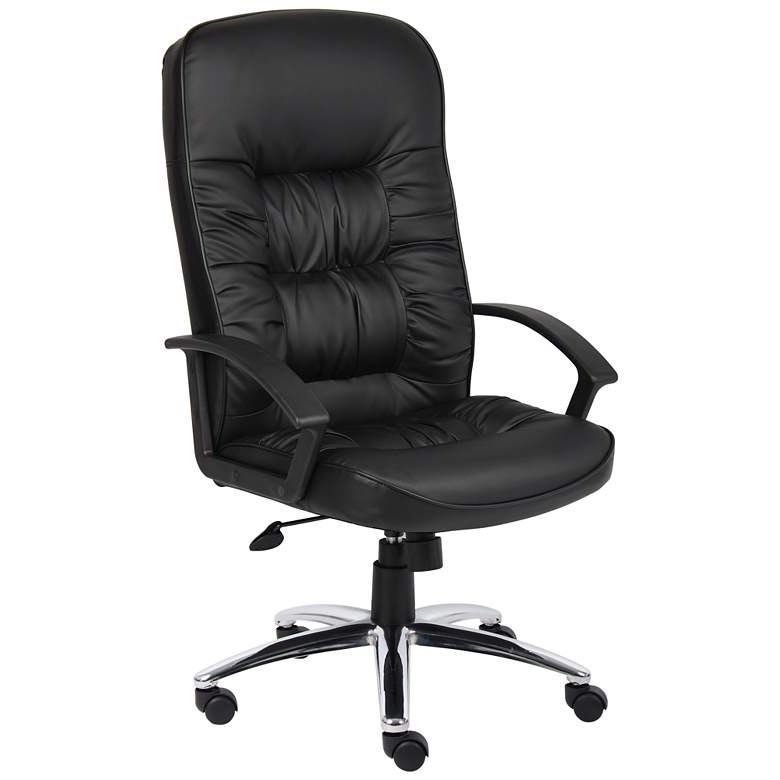 Image 1 Boss Black High Back LeatherPlus Chair with Chrome Base