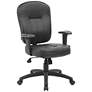 Boss Black Leather Mid-Back Swivel Adjustable Task Chair