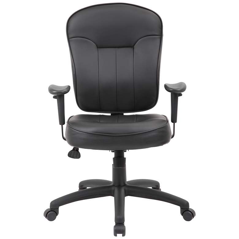 Image 3 Boss Black Leather Mid-Back Swivel Adjustable Task Chair more views
