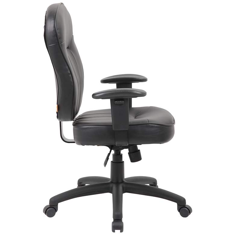 Image 4 Boss Black Leather Mid-Back Swivel Adjustable Task Chair more views