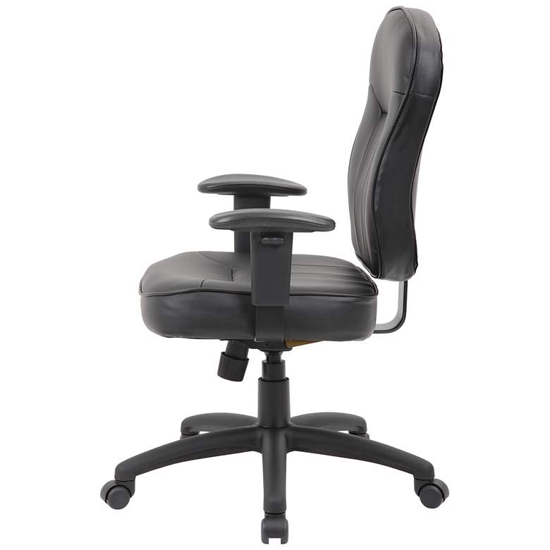 Image 6 Boss Black Leather Mid-Back Swivel Adjustable Task Chair more views