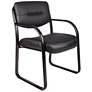 Boss Black Leather Sled Base Side Chair with Arms