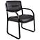 Boss Black Leather Sled Base Side Chair with Arms
