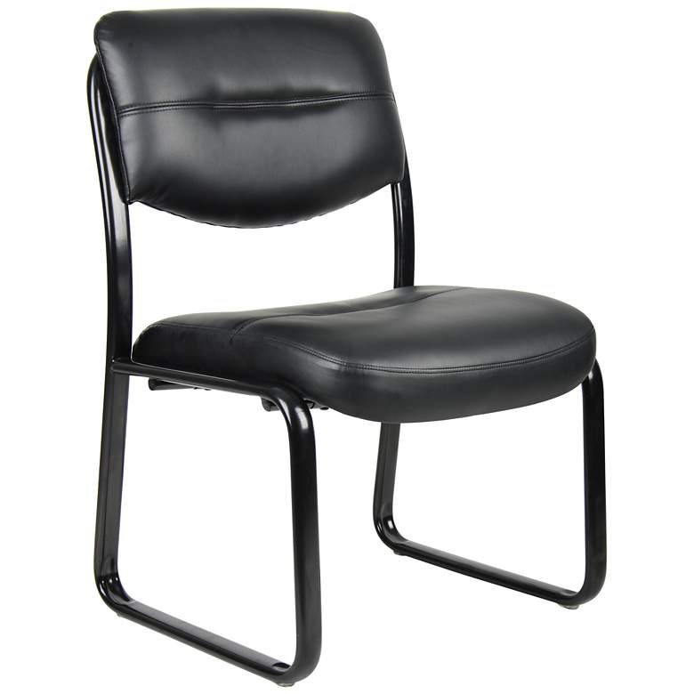 Image 1 Boss Black Leather Sled Base Side Chair