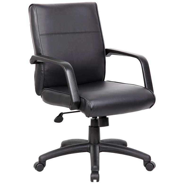 Image 1 Boss Black LeatherPlus Mid Back Executive Chair