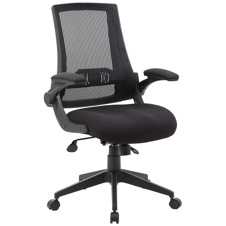 Image 1 Boss Black Mesh Flip Arm Chair