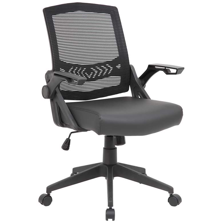 Image 1 Boss Black Mesh Vinyl Seat Flip Arm Task Chair