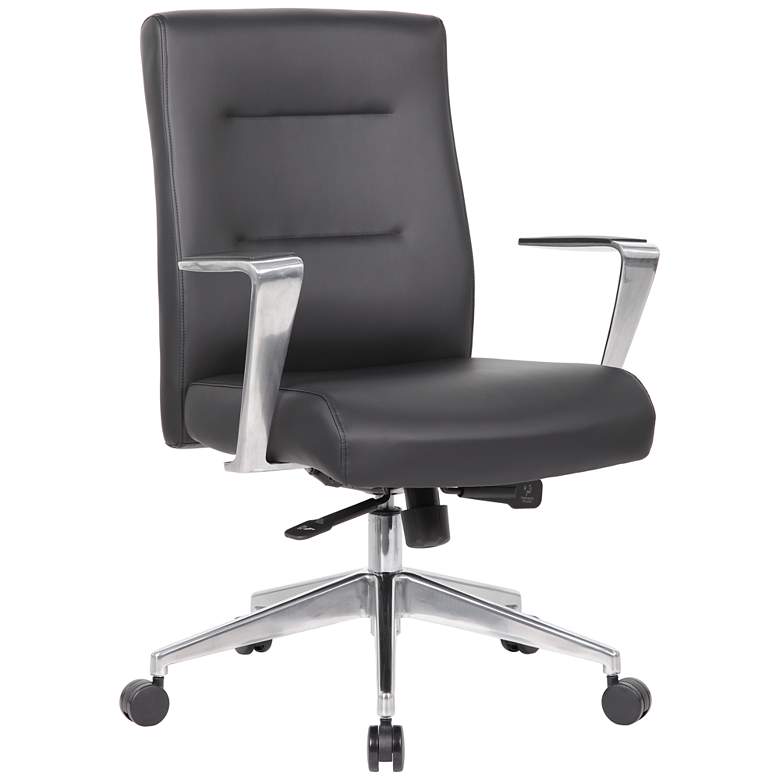 Image 1 Boss Black Modern Conference Chair with Aluminum Arms and Base