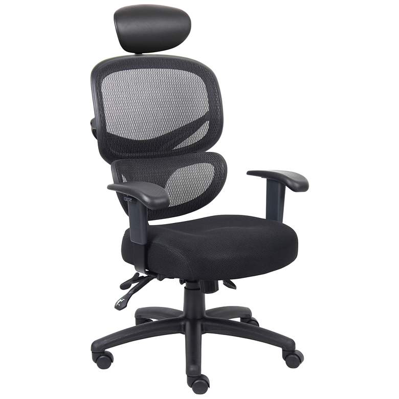 Image 1 Boss Black Multi-Function Mesh Task Chair with Headrest