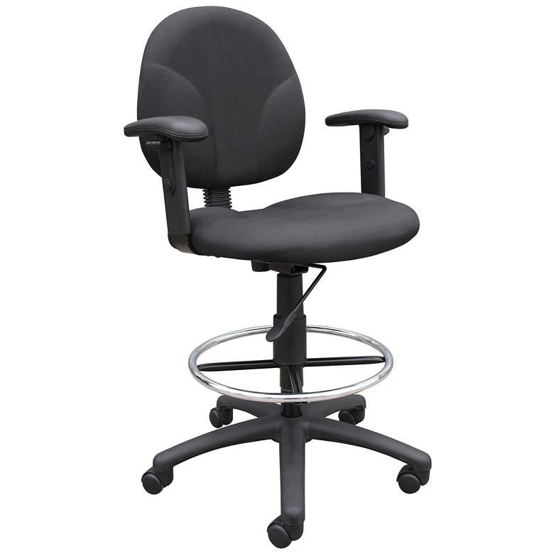 Image 1 Boss Black Stand Up Fabric Drafting Stool with Footring
