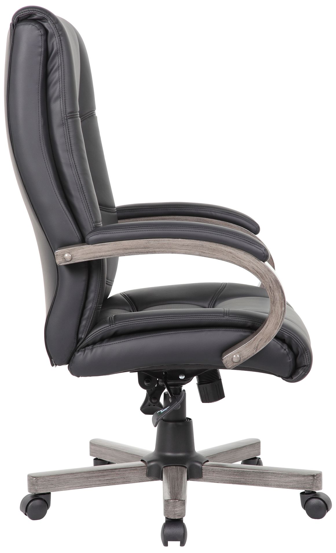 Image 2 Boss Black Vinyl Gray Wood Finish High Back Executive Chair more views