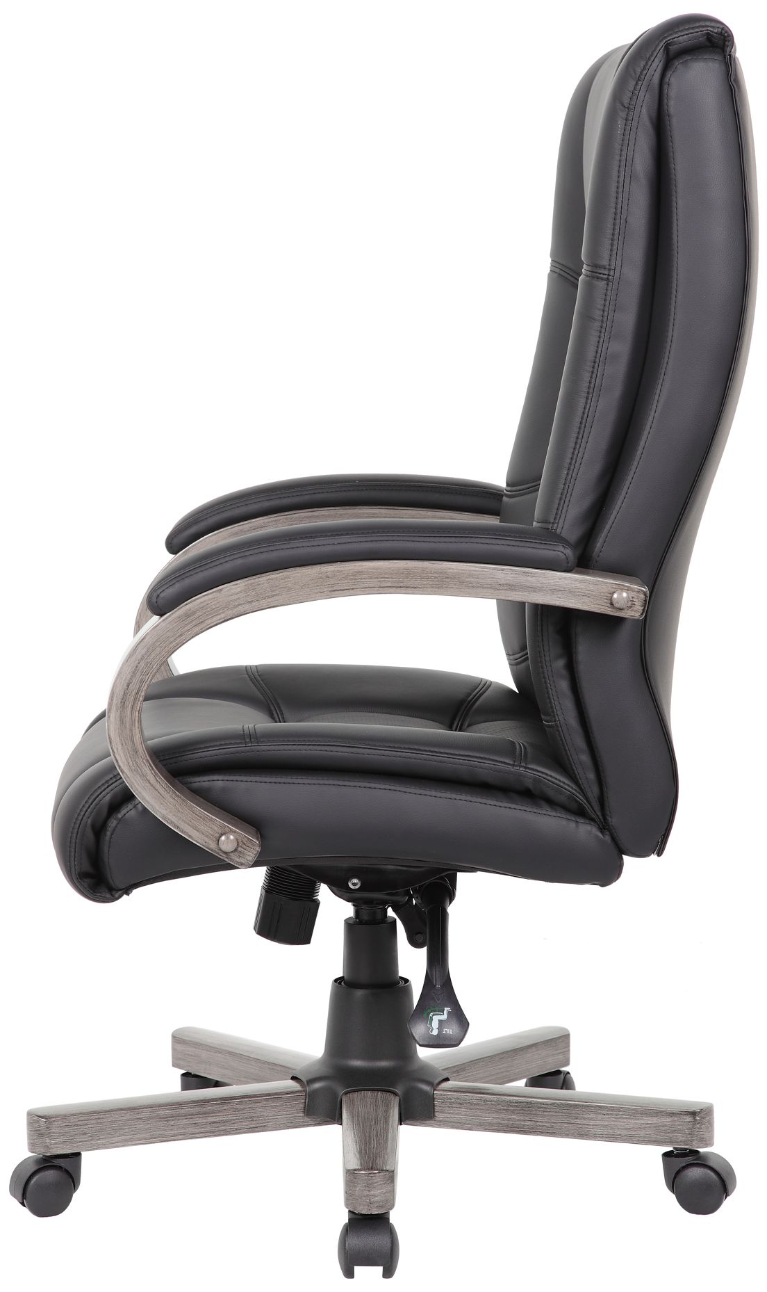 Image 4 Boss Black Vinyl Gray Wood Finish High Back Executive Chair more views