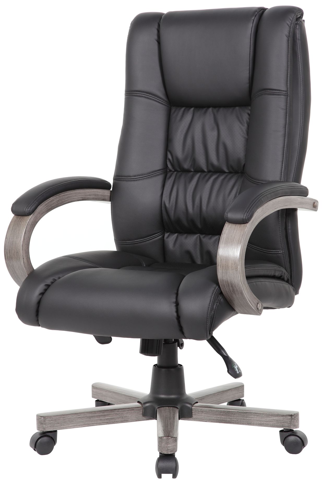 Image 5 Boss Black Vinyl Gray Wood Finish High Back Executive Chair more views