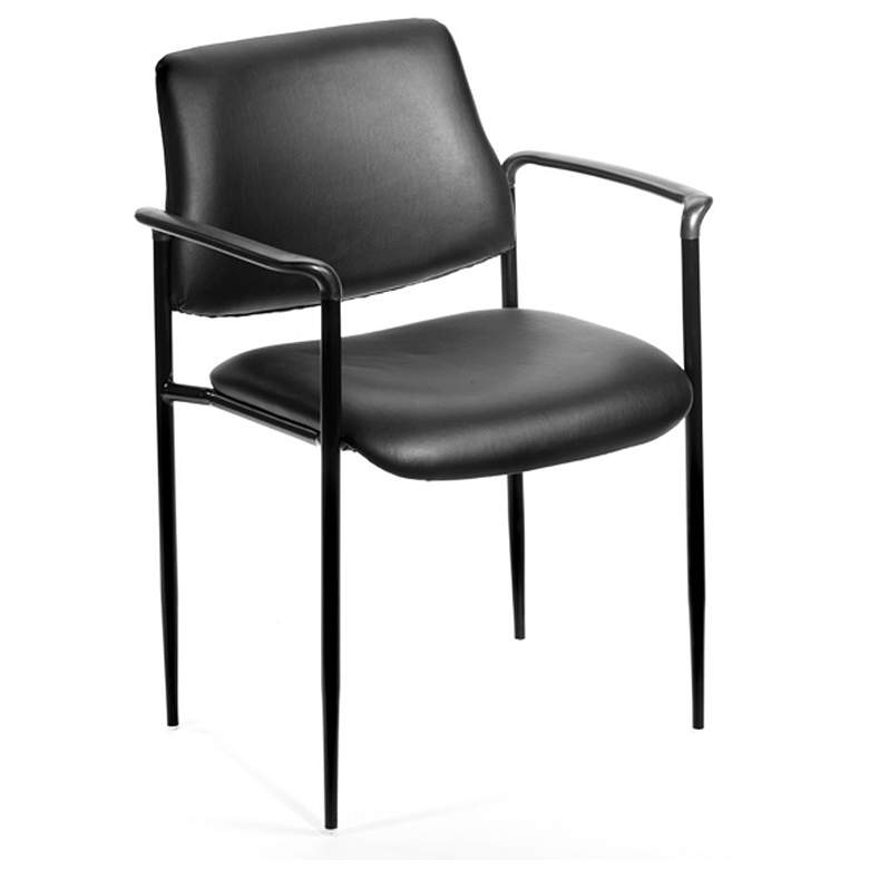 Image 1 Boss Black Vinyl Square Back with Arms Diamond Stacking Chair