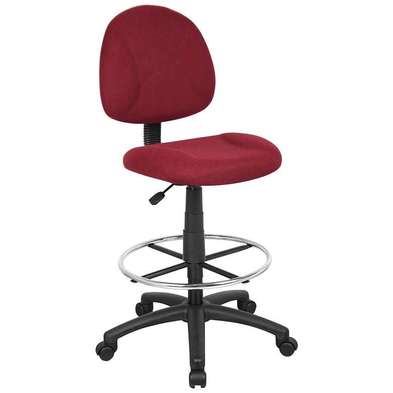 Image 1 Boss Ergonomic Works Burgundy Adjustable Drafting Chair without Arms