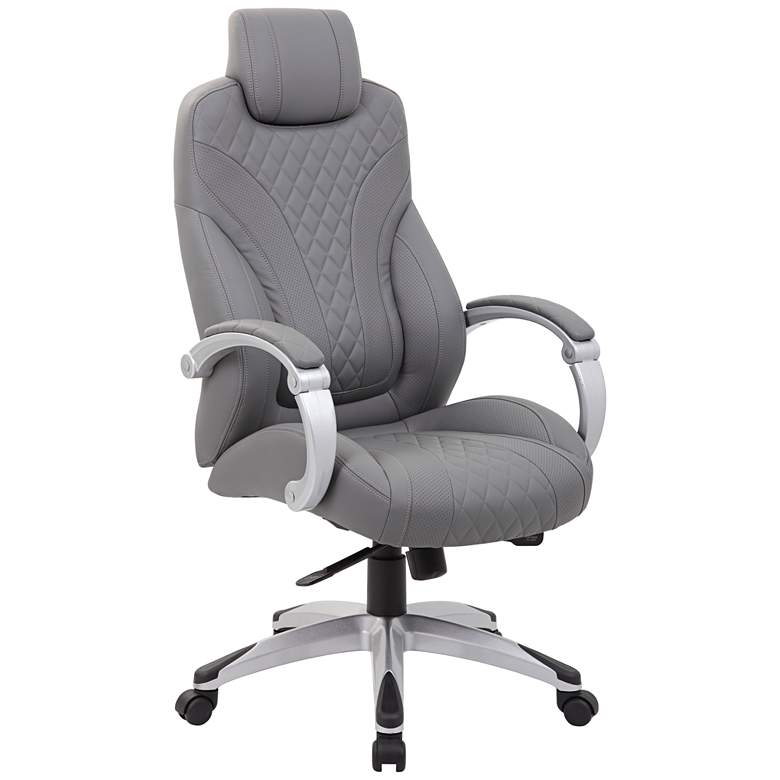 Image 2 Boss Gray Adjustable Executive Hinged-Arm Office Chair