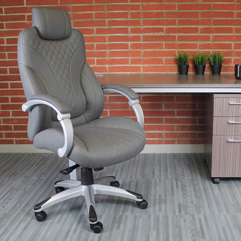 Image 1 Boss Gray Adjustable Executive Hinged-Arm Office Chair
