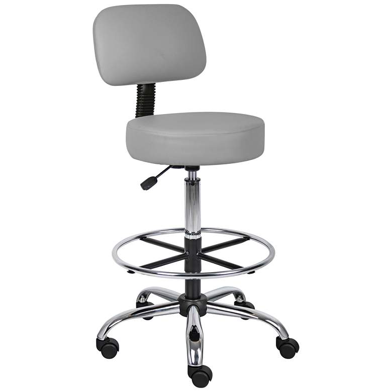 Image 1 Boss Gray Caressoft Footring Swivel Medical/Drafting Stool