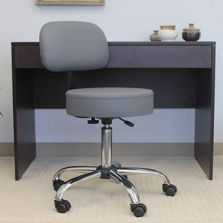 Image 1 Boss Gray Caressoft Swivel Adjustable Medical/Drafting Stool