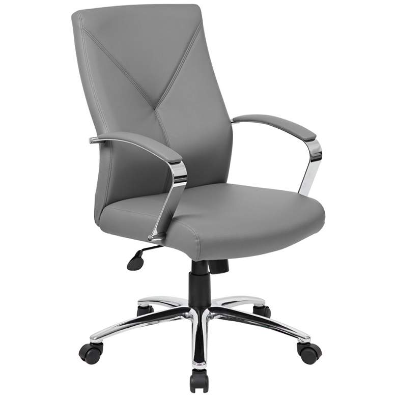 Image 1 Boss Gray LeatherPlus Adjustable Swivel Executive Chair