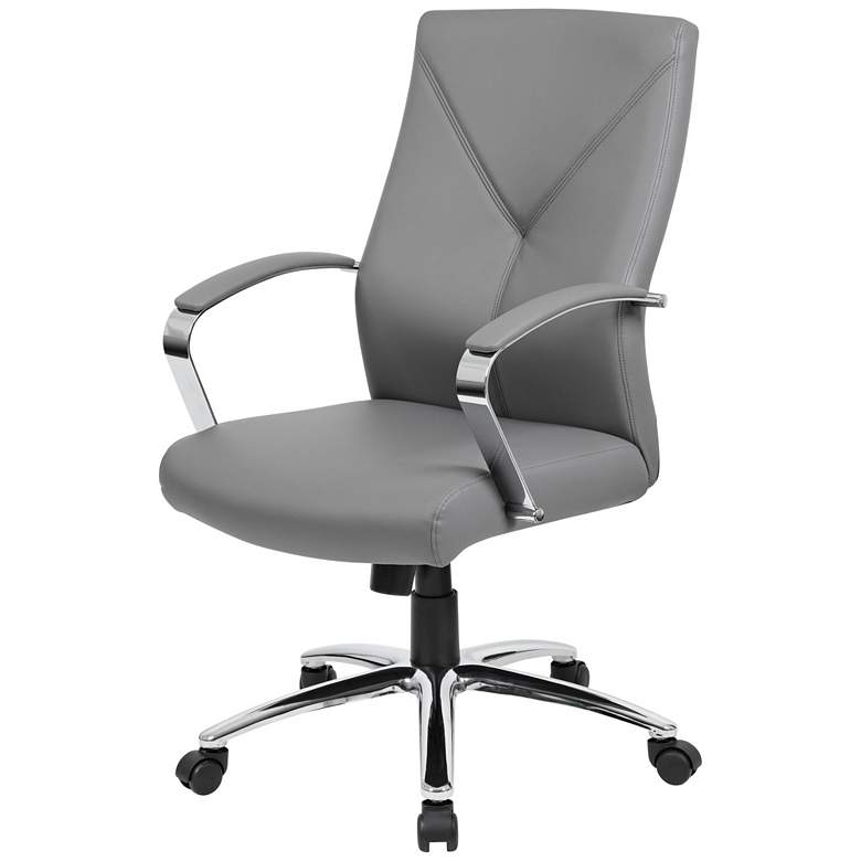 Image 2 Boss Gray LeatherPlus Adjustable Swivel Executive Chair more views