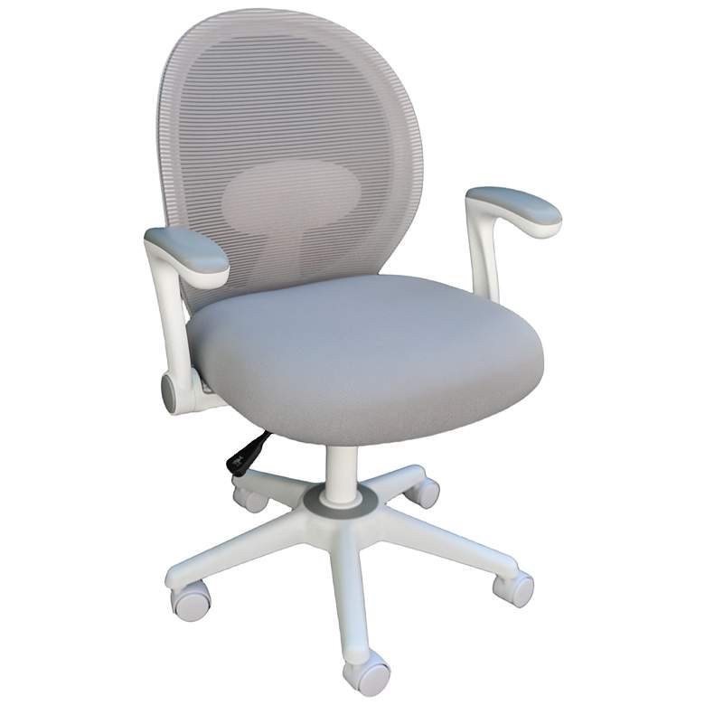 Image 1 Boss Gray Mesh White Frame Flip Arm Task Chair