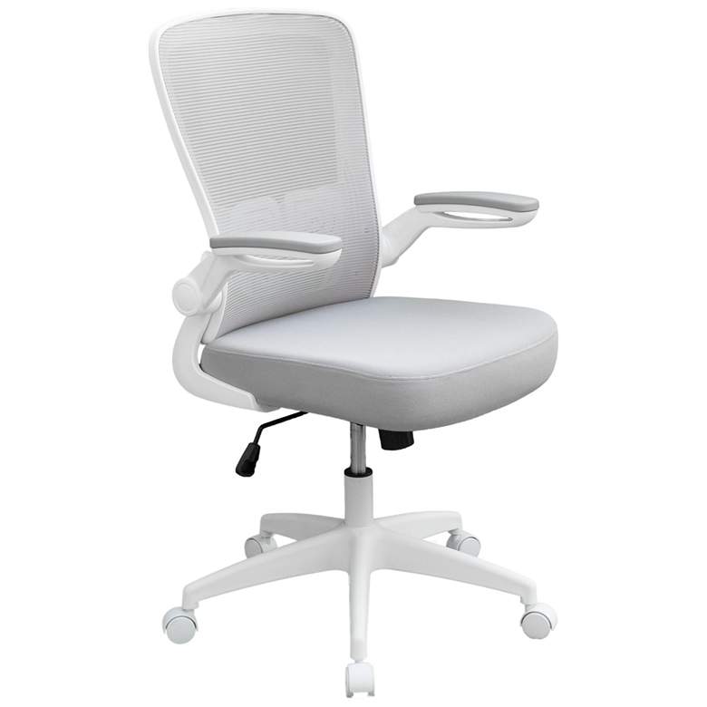 Image 1 Boss Gray Mesh White Frame Square Back Flip Arm Task Chair