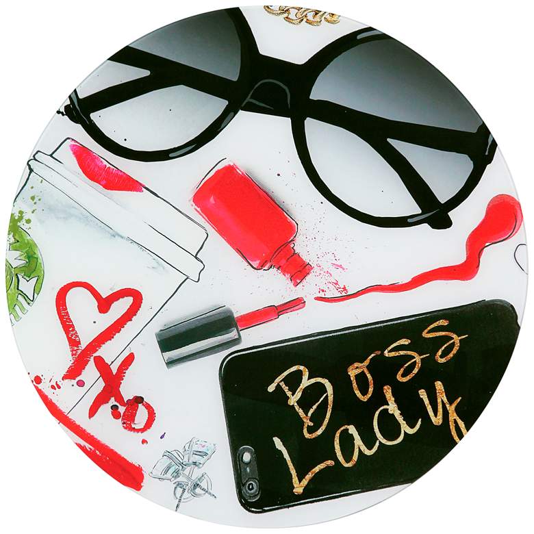 Image 2 Boss Lady 24" Round Floating Printed Tempered Glass Wall Art