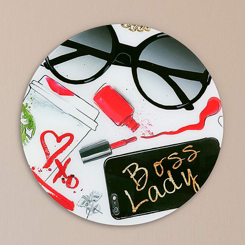 Image 1 Boss Lady 24" Round Floating Printed Tempered Glass Wall Art