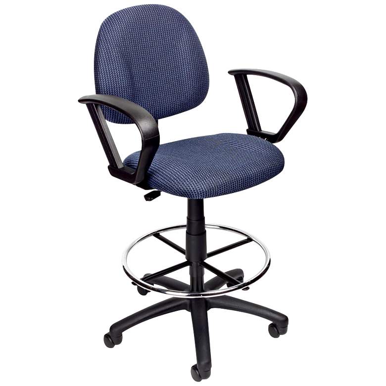 Image 1 Boss Loop Arm Blue Tweed Drafting Stool with Footring