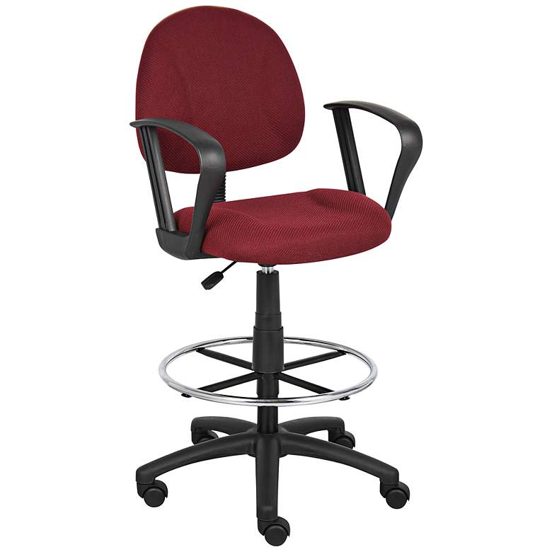 Image 1 Boss Loop Arm Burgundy Tweed Drafting Stool with Footring