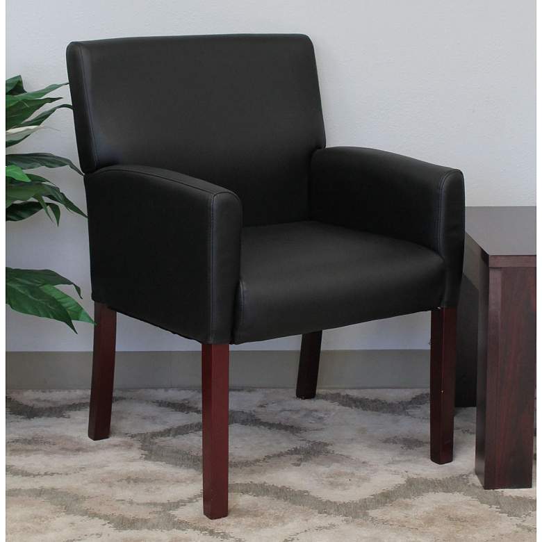 Image 1 Boss Mahogany Black Reception Arm Chair