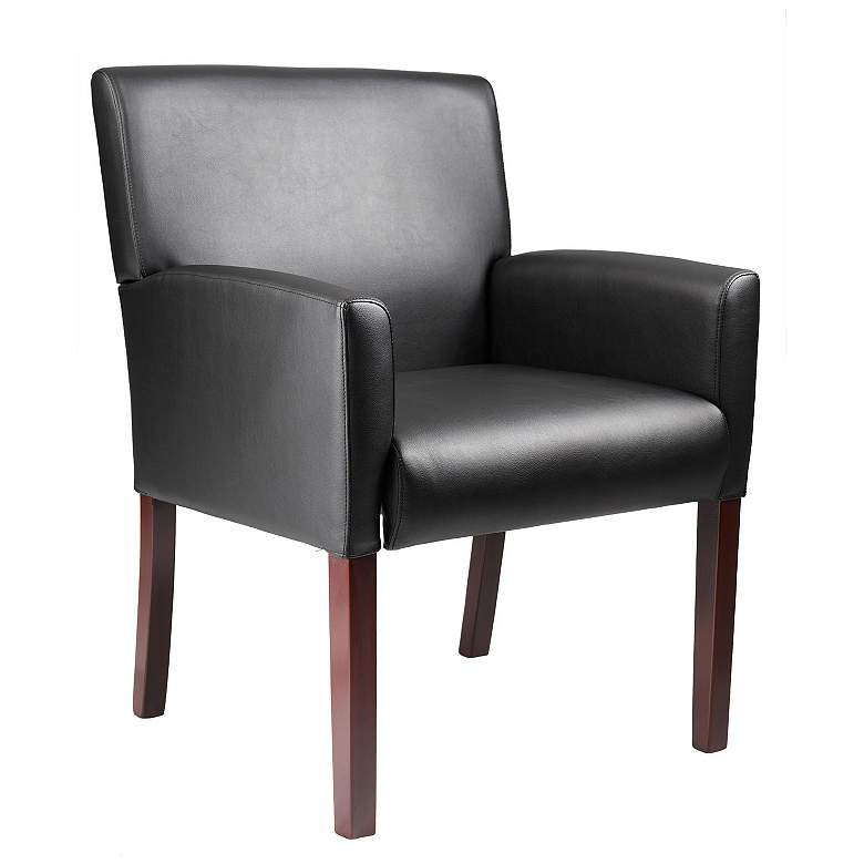 Image 3 Boss Mahogany Black Reception Arm Chair more views