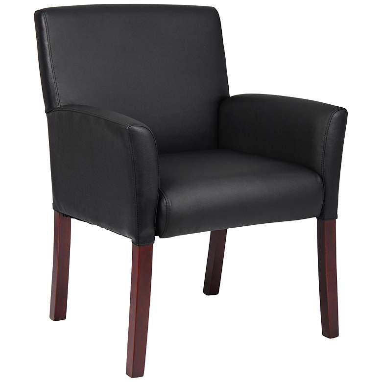 Image 1 Boss Mahogany Box Arm Black Guest Chair