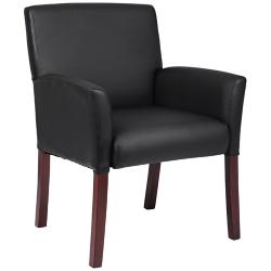 Boss Mahogany Box Arm Black Guest Chair