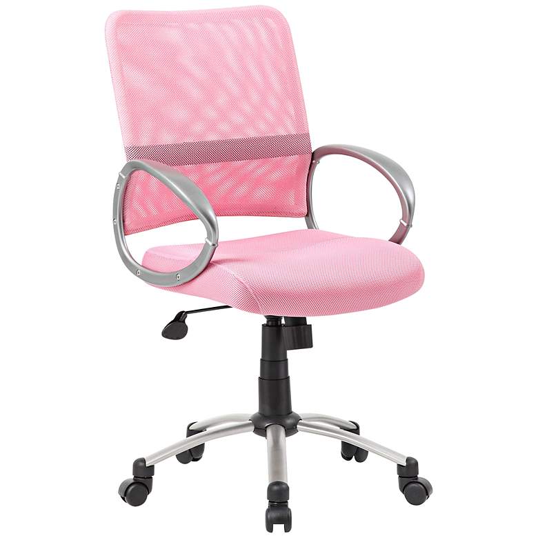 Image 1 Boss Pink and Pewter Mesh Fabric Adjustable Task Chair