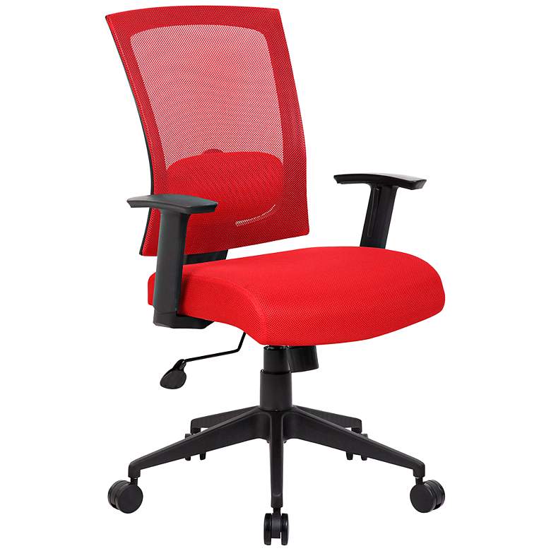 Image 1 Boss Red Mesh Fabric Adjustable Task Chair