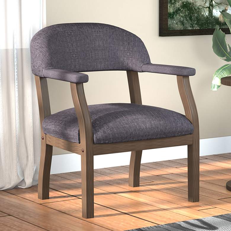 Image 1 Boss Slate Gray Commercial Grade Linen Modern Captain's Guest Accent Ch