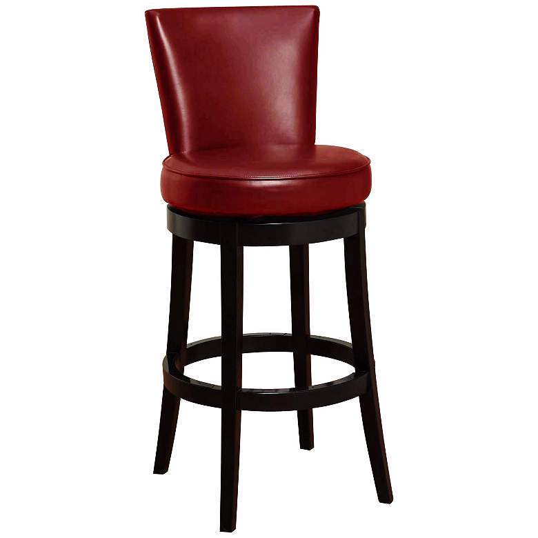 Image 1 Boston 26 inch High Red Leather Swivel Counter Stool